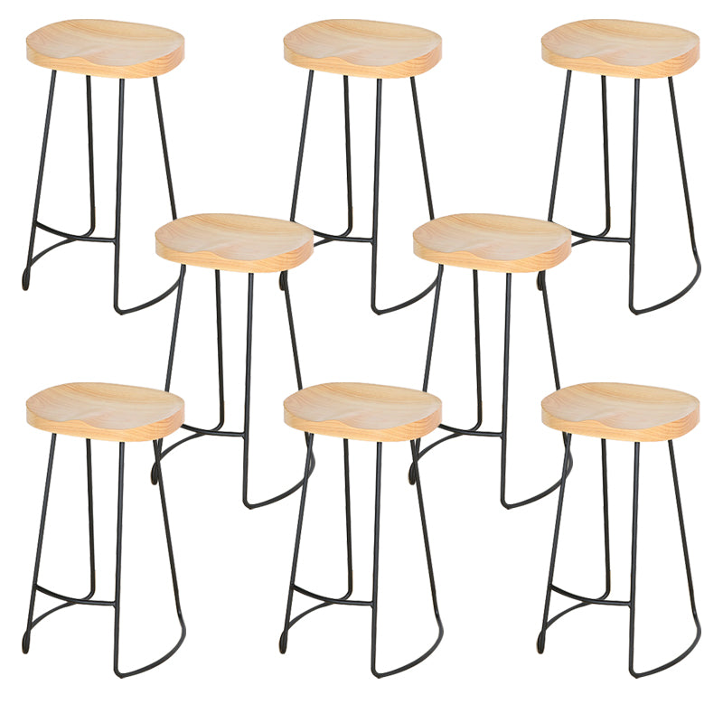 Modern Solid Wood Counter Stool Footrest Saddle Seat Counter Bar Stool in Natural