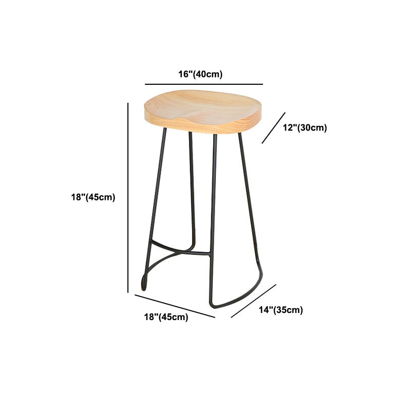 Modern Solid Wood Counter Stool Footrest Saddle Seat Counter Bar Stool in Natural