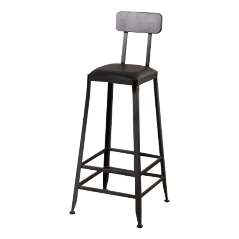 Nordic Armless Backrest Counter Stool Iron Dining Room Bar Stool with Pedal