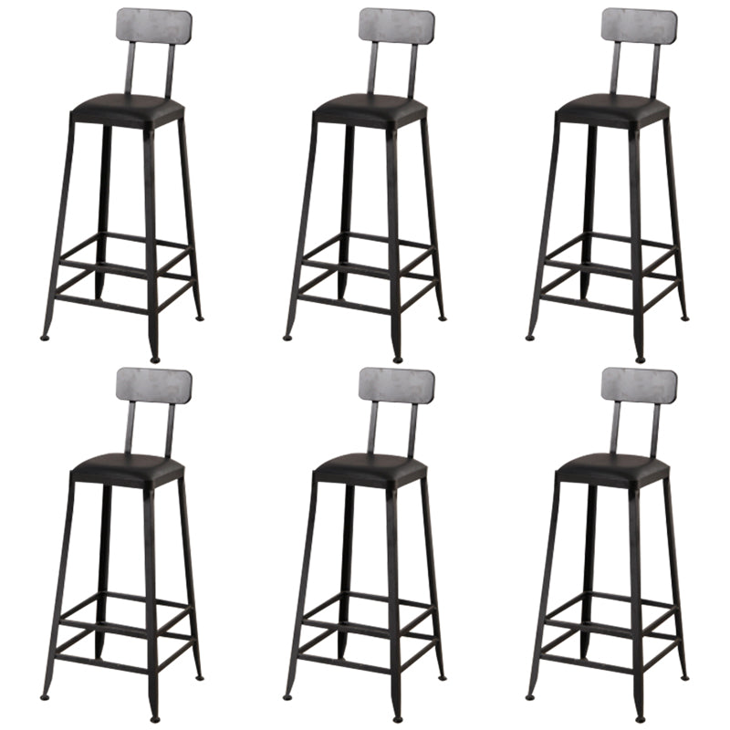 Nordic Armless Backrest Counter Stool Iron Dining Room Bar Stool with Pedal