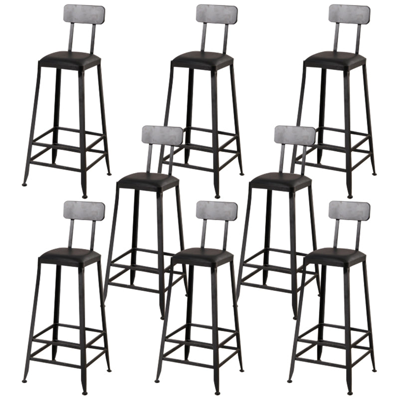 Nordic Armless Backrest Counter Stool Iron Dining Room Bar Stool with Pedal