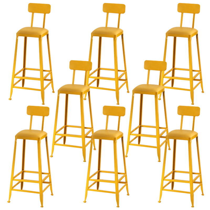 Nordic Armless Backrest Counter Stool Iron Dining Room Bar Stool with Pedal