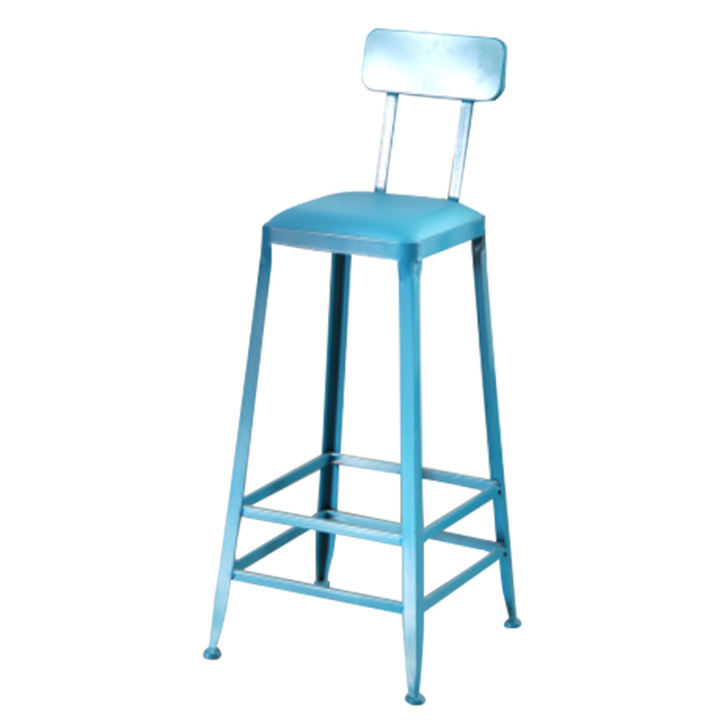Nordic Armless Backrest Counter Stool Iron Dining Room Bar Stool with Pedal