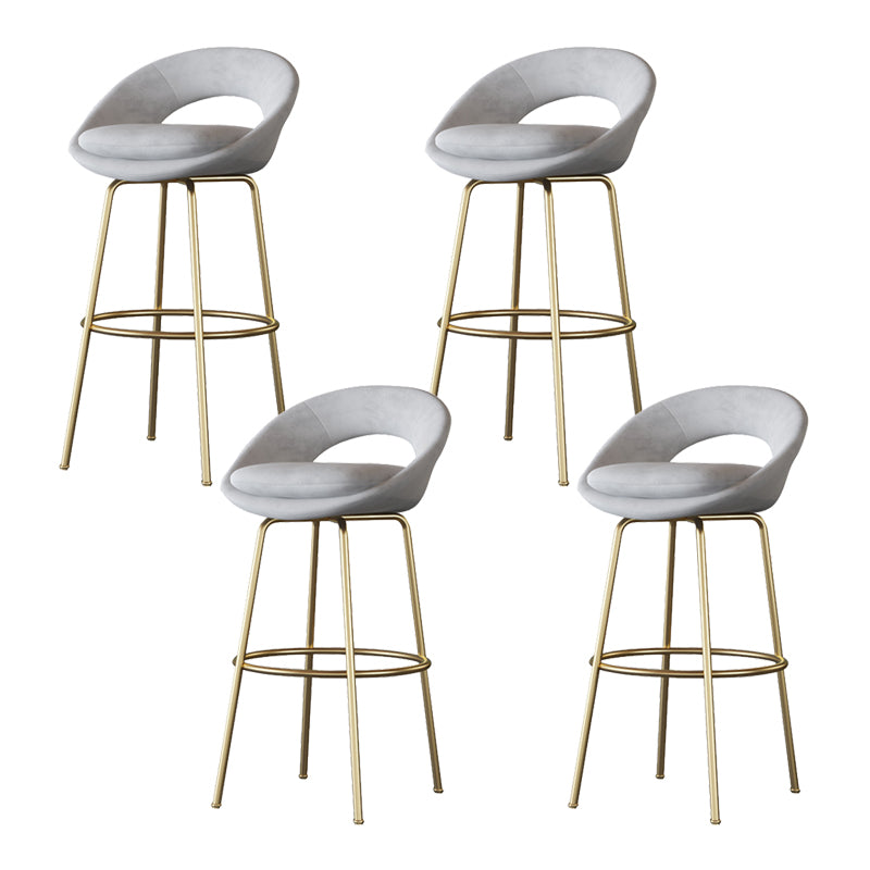 Contemporary Armless Backrest Counter Stool Iron Bar Stool with Cushion and Footrest