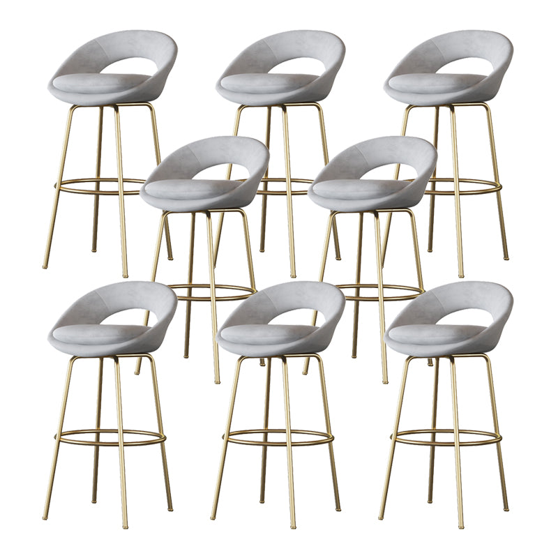 Contemporary Armless Backrest Counter Stool Iron Bar Stool with Cushion and Footrest