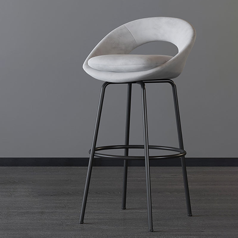 Contemporary Armless Backrest Counter Stool Iron Bar Stool with Cushion and Footrest