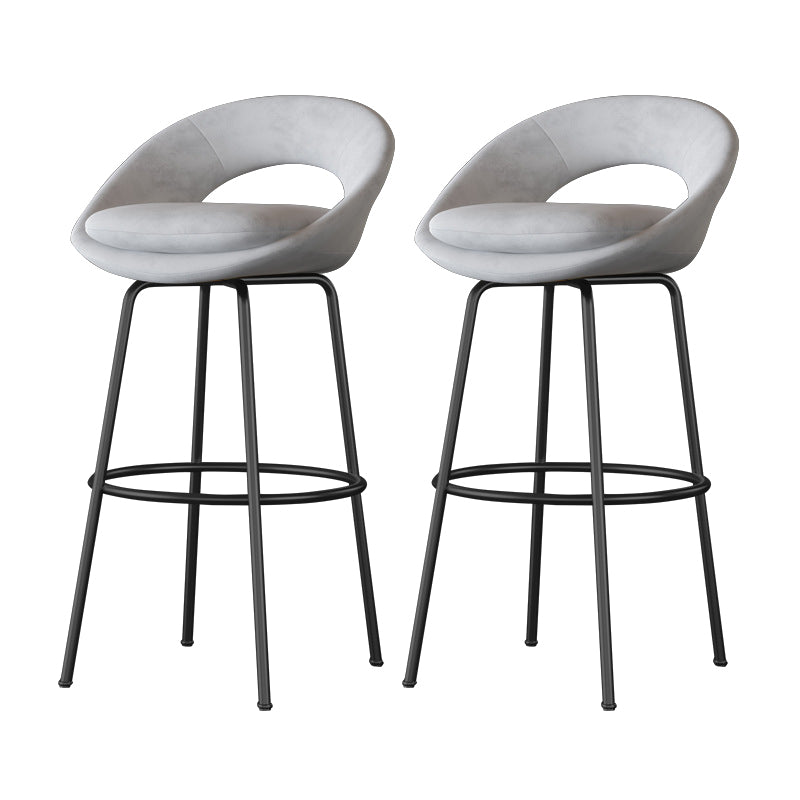 Contemporary Armless Backrest Counter Stool Iron Bar Stool with Cushion and Footrest