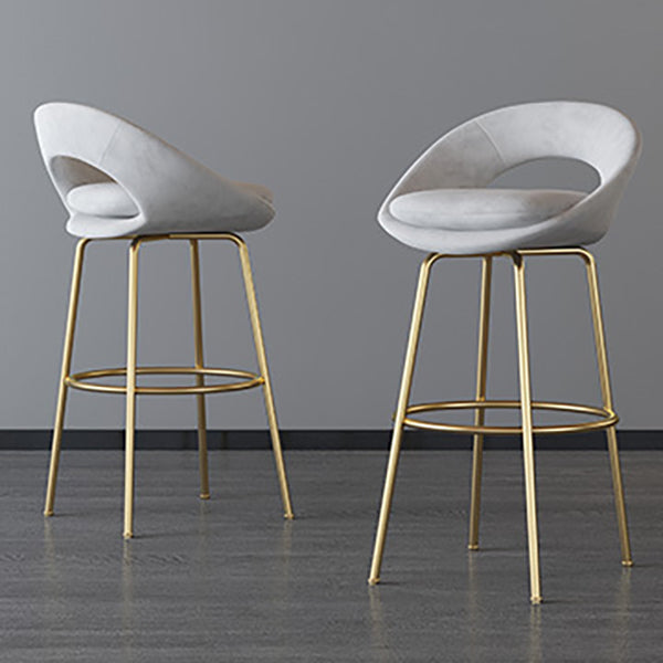 Contemporary Armless Backrest Counter Stool Iron Bar Stool with Cushion and Footrest