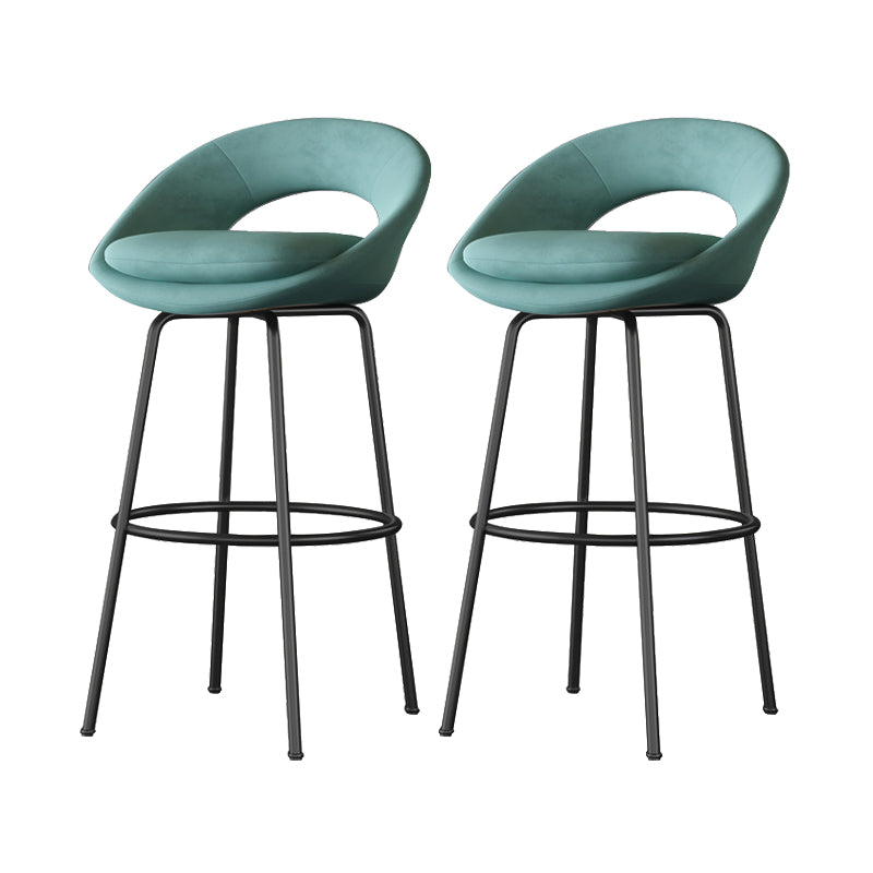 Contemporary Armless Backrest Counter Stool Iron Bar Stool with Cushion and Footrest