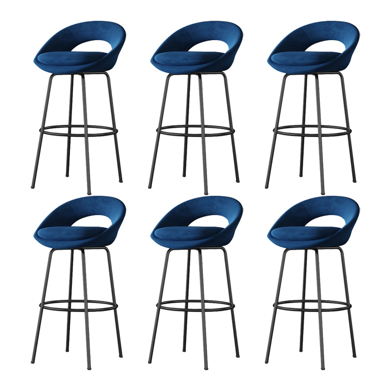 Contemporary Armless Backrest Counter Stool Iron Bar Stool with Cushion and Footrest