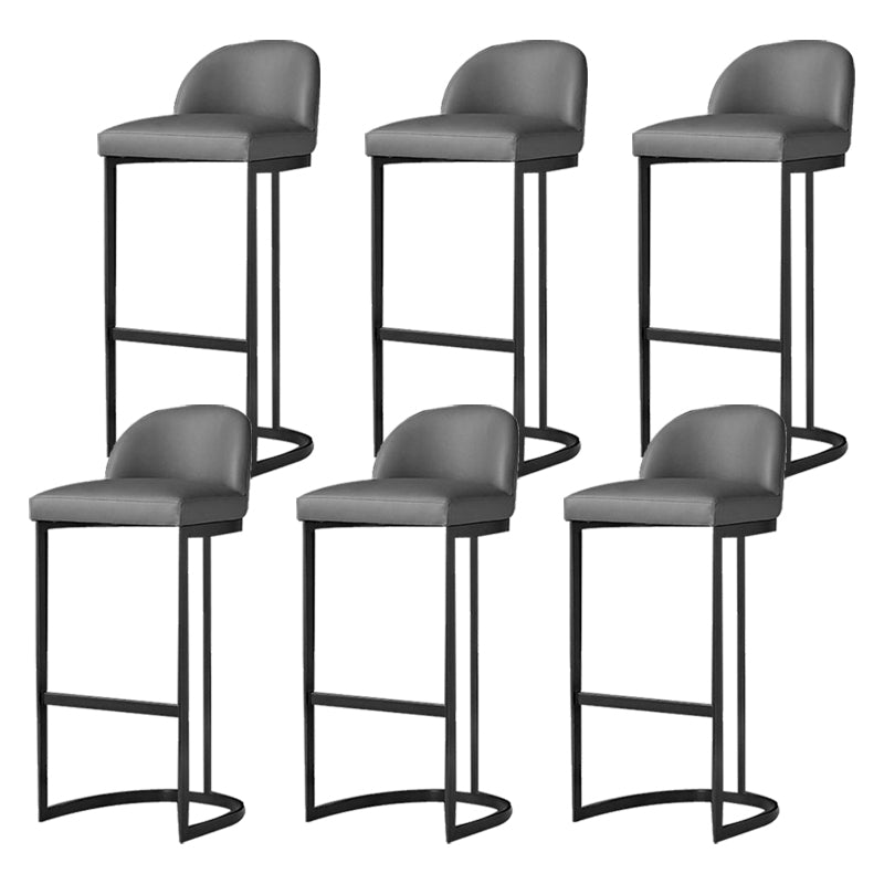 Glam Backrest Armless Counter Stool Iron Bar Stool with Pedal and Cushion