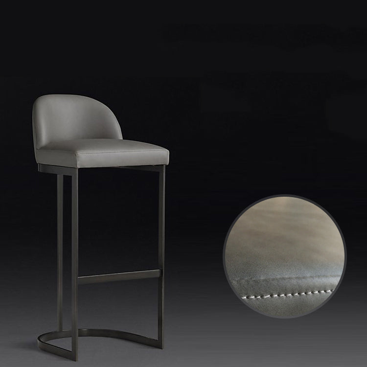 Glam Backrest Armless Counter Stool Iron Bar Stool with Pedal and Cushion