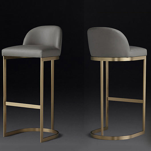 Glam Backrest Armless Counter Stool Iron Bar Stool with Pedal and Cushion