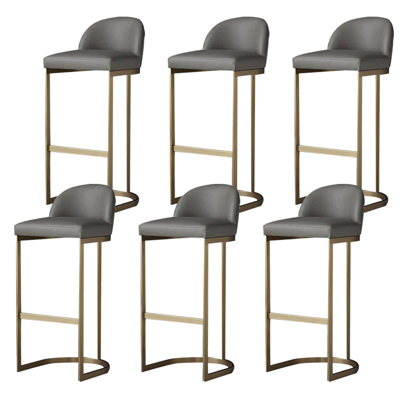 Glam Backrest Armless Counter Stool Iron Bar Stool with Pedal and Cushion