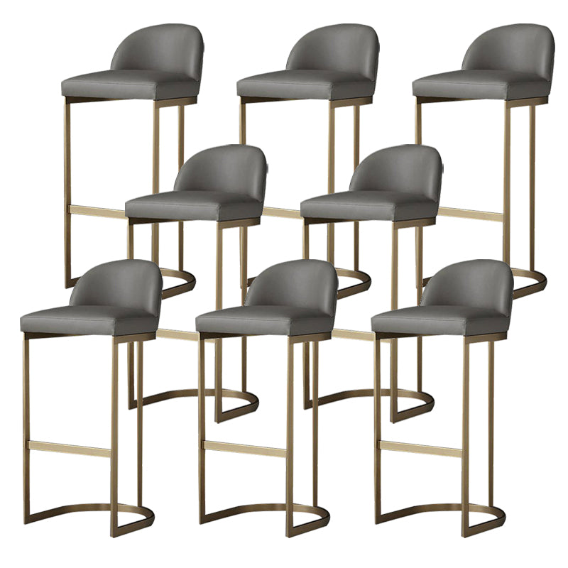 Glam Backrest Armless Counter Stool Iron Bar Stool with Pedal and Cushion