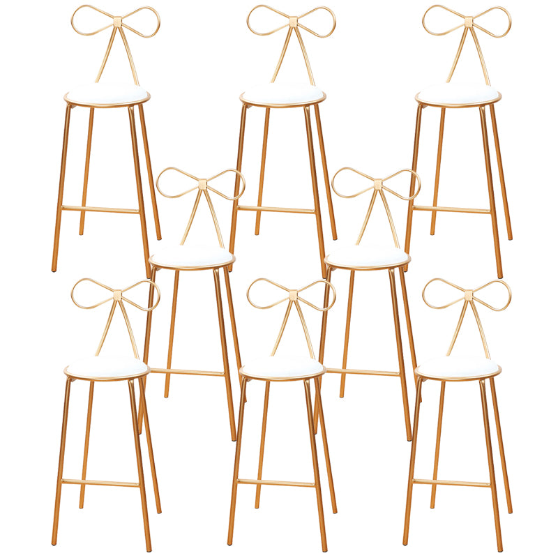 Round Leather and Metal Counter Stool Scandinavian Low Back Counter Bar Stool