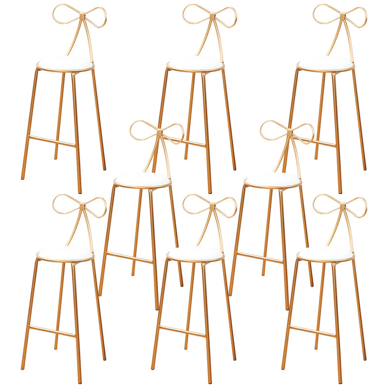 Round Leather and Metal Counter Stool Scandinavian Low Back Counter Bar Stool