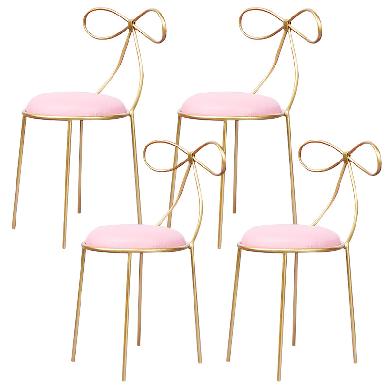 Round Leather and Metal Counter Stool Scandinavian Low Back Counter Bar Stool