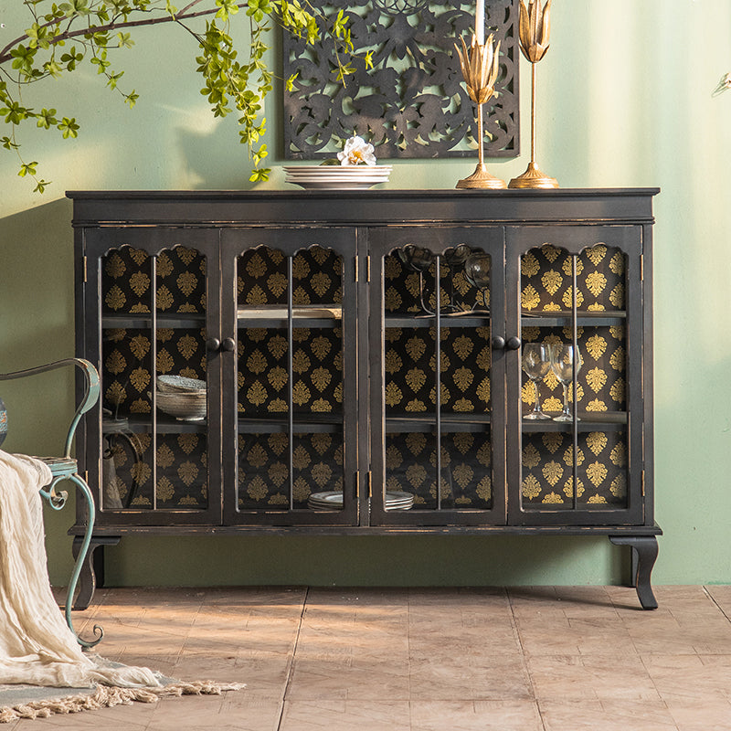Traditional Solid Wood Cabinet Display Buffet Cabinet with Doors for Living Room