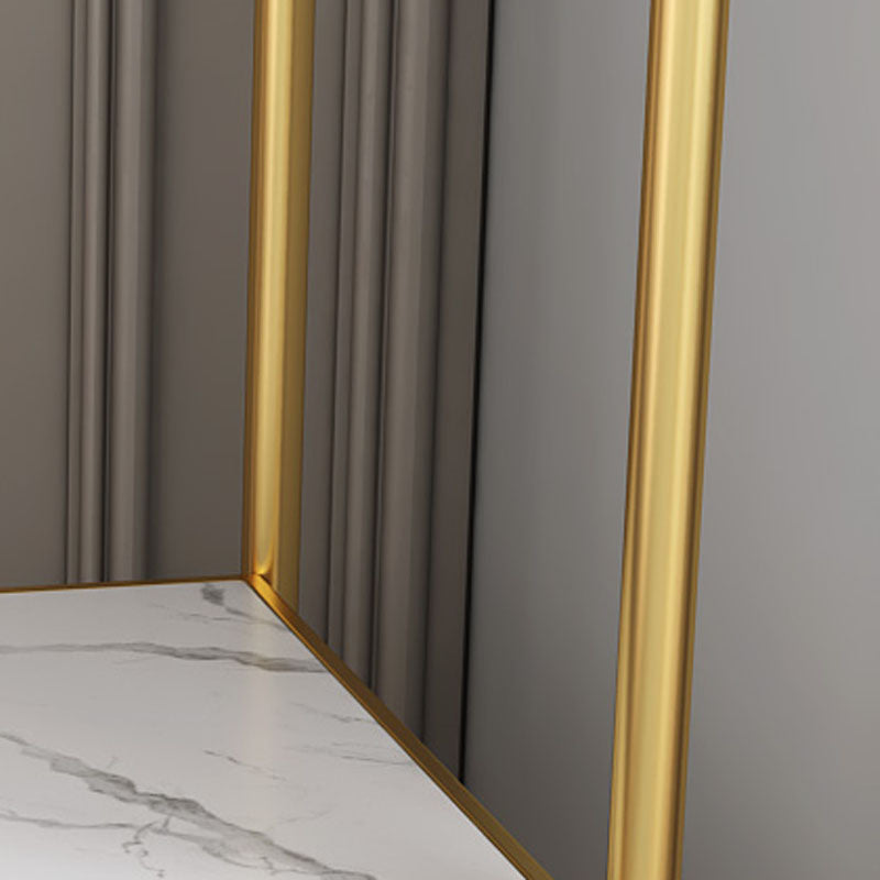 Glam Metallic Coat Rack Free Standing Double Shelves Coat Hanger for Living Room