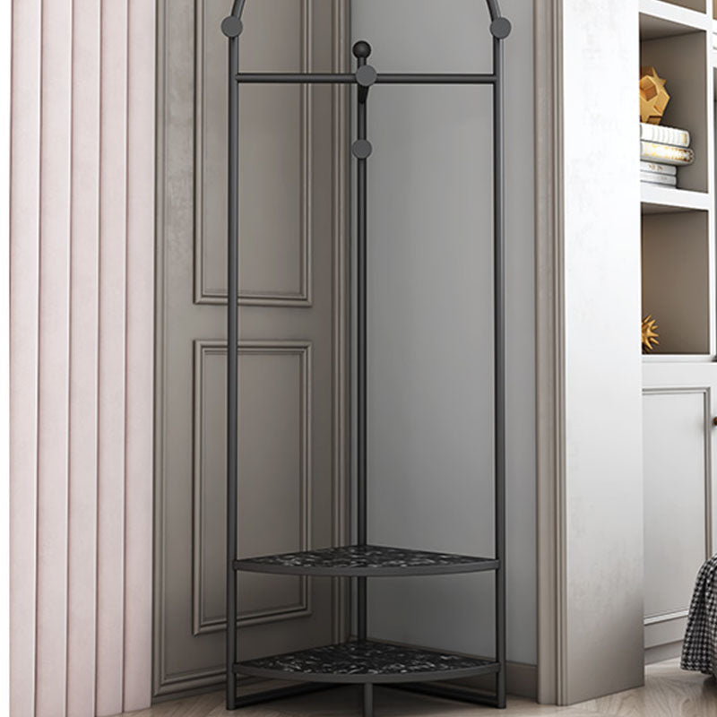 Glam Metallic Coat Rack Free Standing Double Shelves Coat Hanger for Living Room