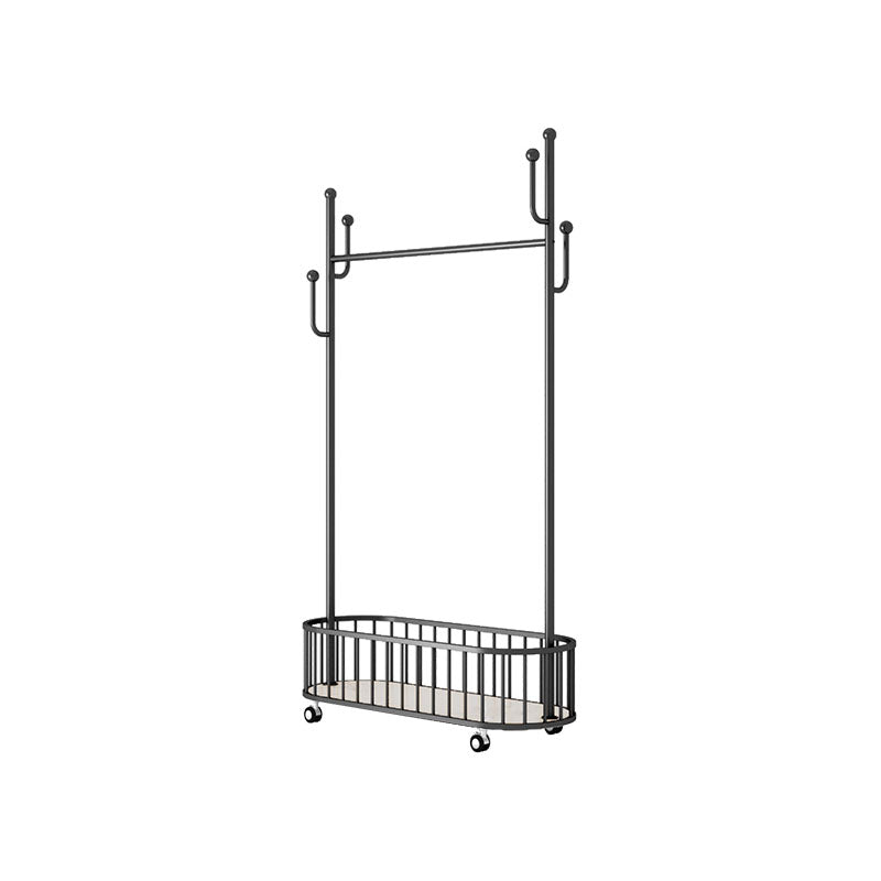 Gorgeous Clothes Hanger Basket Storage Metal Coat Rack with Castors