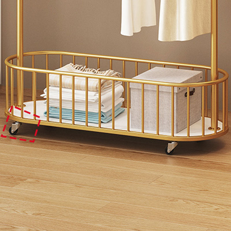 Gorgeous Clothes Hanger Basket Storage Metal Coat Rack with Castors