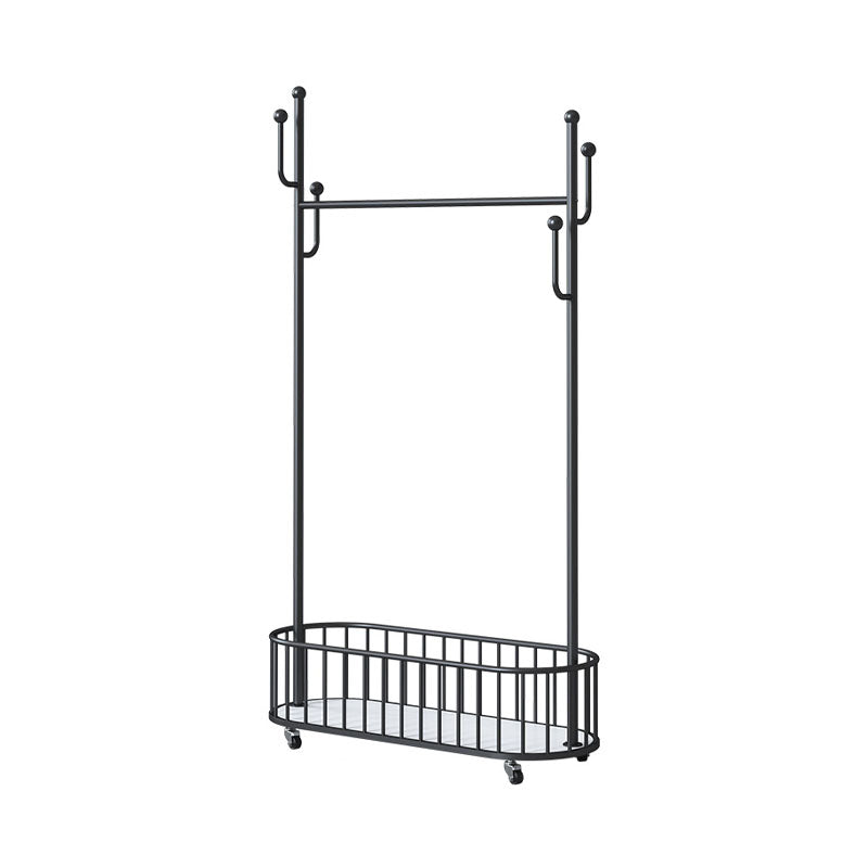 Gorgeous Clothes Hanger Basket Storage Metal Coat Rack with Castors