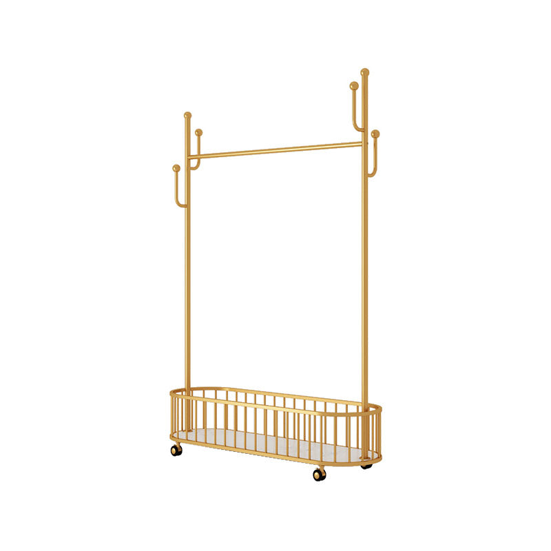 Gorgeous Clothes Hanger Basket Storage Metal Coat Rack with Castors