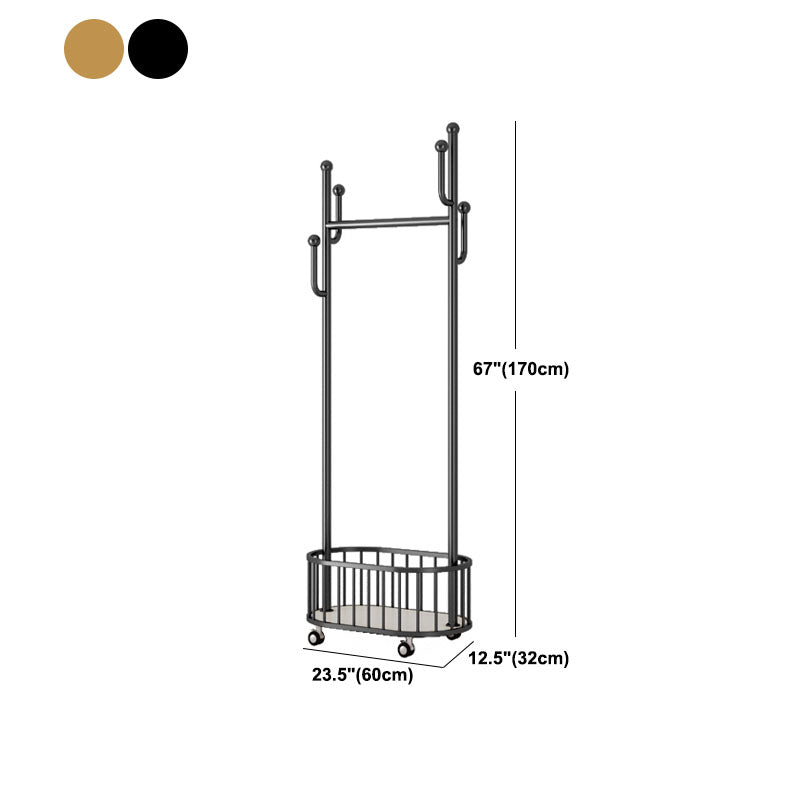 Gorgeous Clothes Hanger Basket Storage Metal Coat Rack with Castors