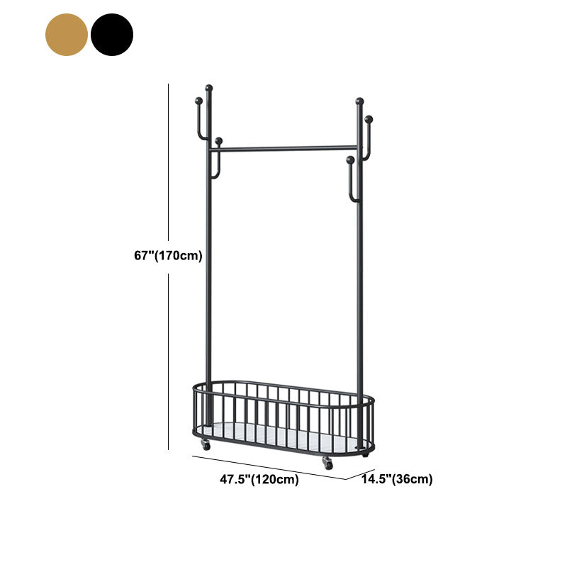 Gorgeous Clothes Hanger Basket Storage Metal Coat Rack with Castors