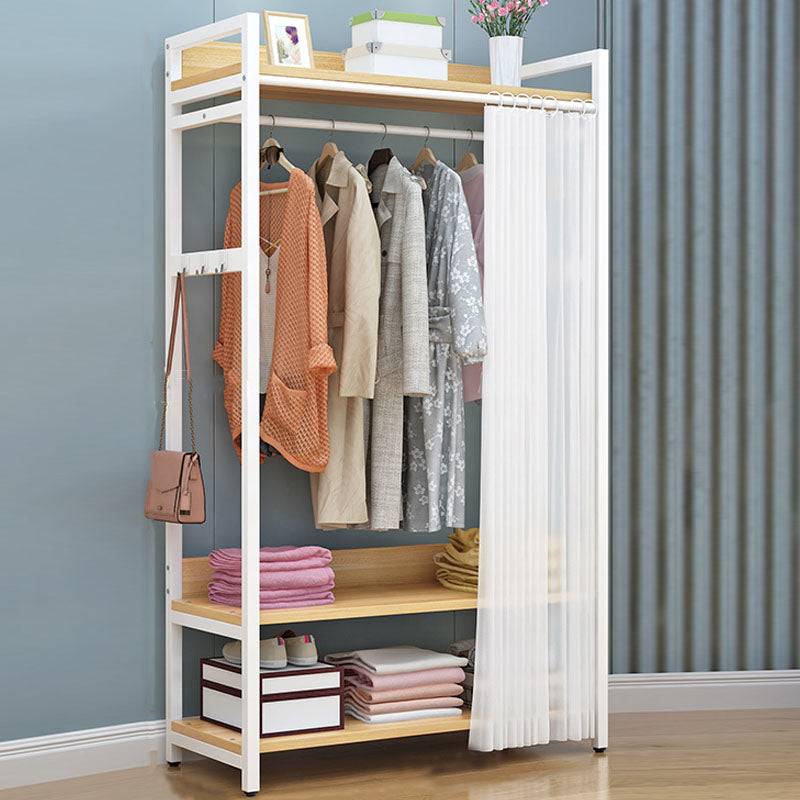 Modern Style Coat Rack Metal Frame Multi-layer Shelve Design Free Standing Coat Rack