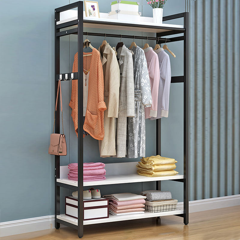Modern Style Coat Rack Metal Frame Multi-layer Shelve Design Free Standing Coat Rack