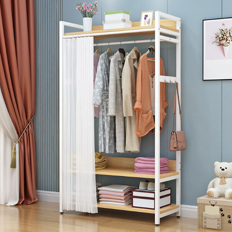 Modern Style Coat Rack Metal Frame Multi-layer Shelve Design Free Standing Coat Rack