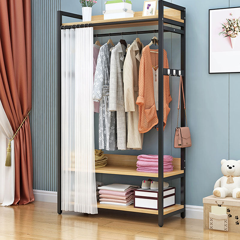 Modern Style Coat Rack Metal Frame Multi-layer Shelve Design Free Standing Coat Rack