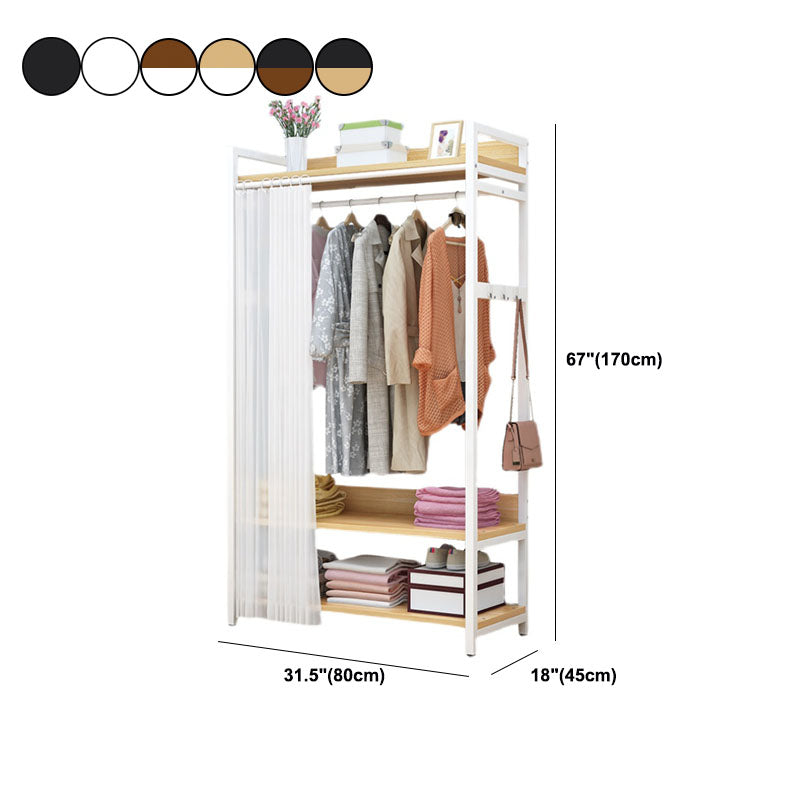 Modern Style Coat Rack Metal Frame Multi-layer Shelve Design Free Standing Coat Rack