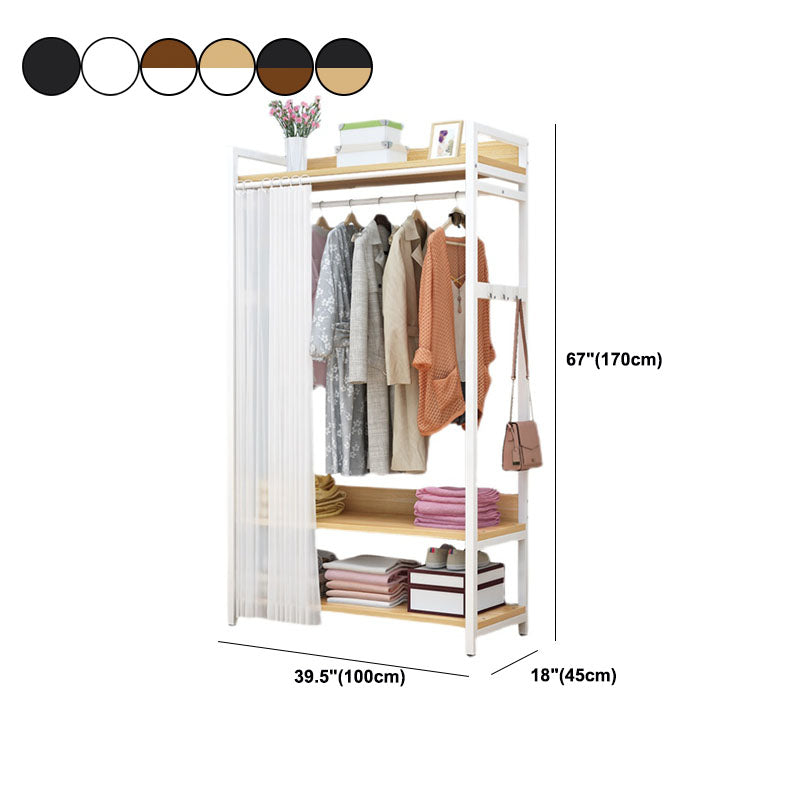 Modern Style Coat Rack Metal Frame Multi-layer Shelve Design Free Standing Coat Rack