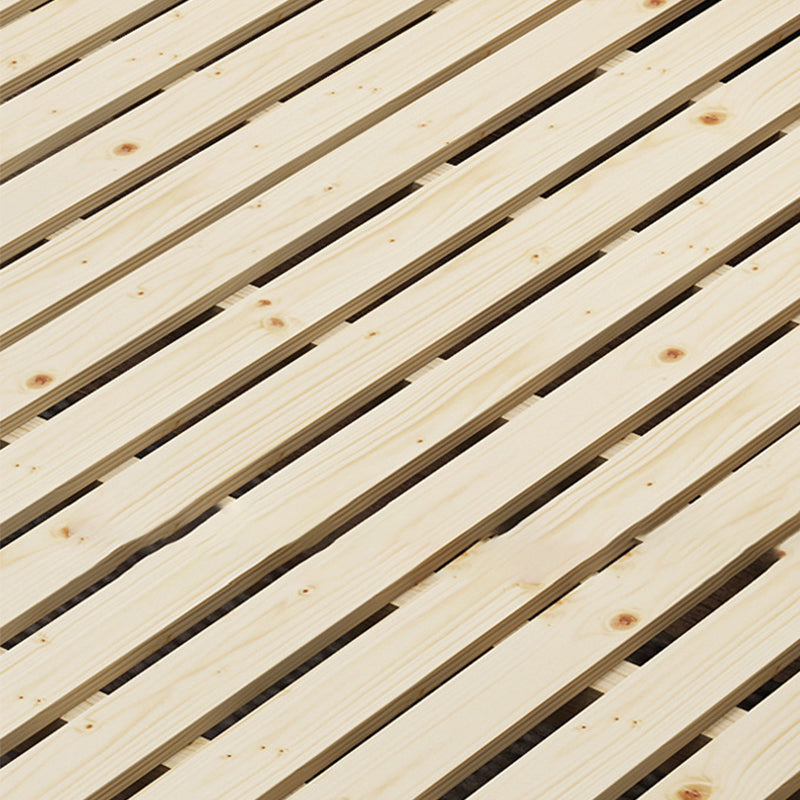 84.65 inch Wide Mid-century Bed Frame Solid Wood Bed with Upholstered Headboard