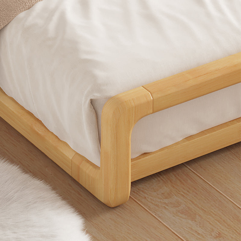 84.65 inch Wide Tropical Bed Frame Rubberwood Bed with Headboard