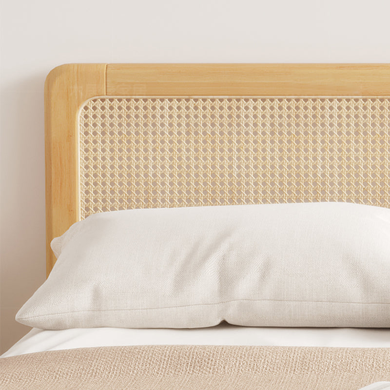 84.65 inch Wide Tropical Bed Frame Rubberwood Bed with Headboard