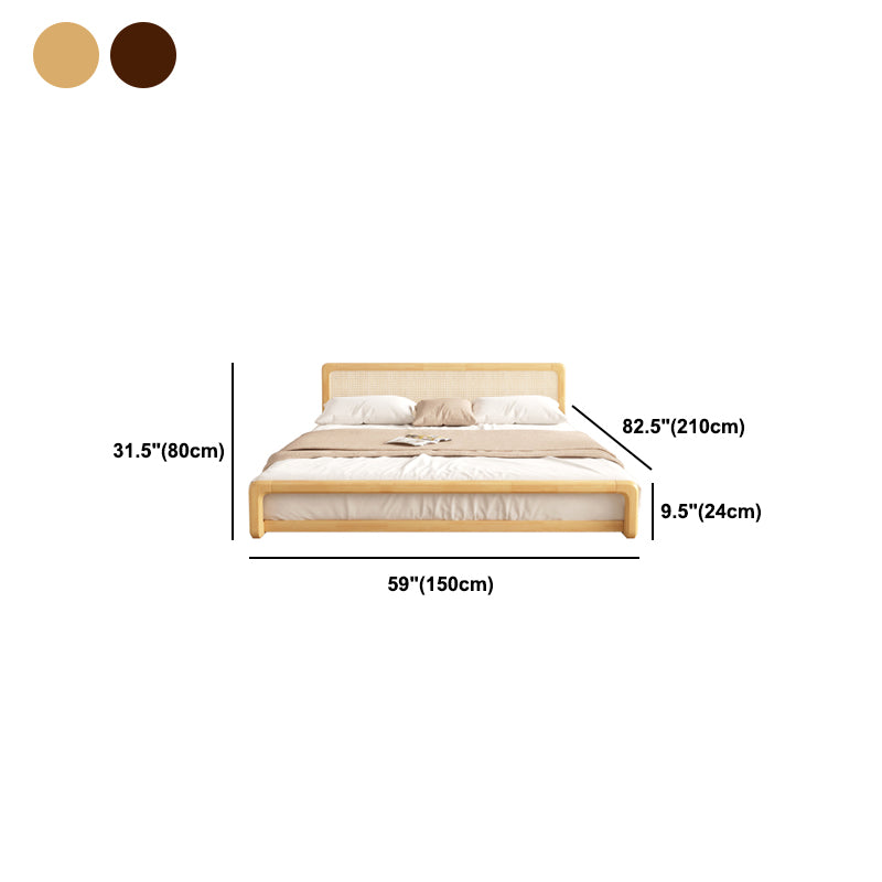84.65 inch Wide Tropical Bed Frame Rubberwood Bed with Headboard