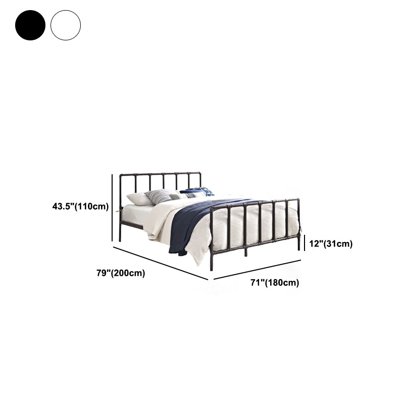 Slat Bed with Iron Frame Headboard and Metal Legs Tall Clearance