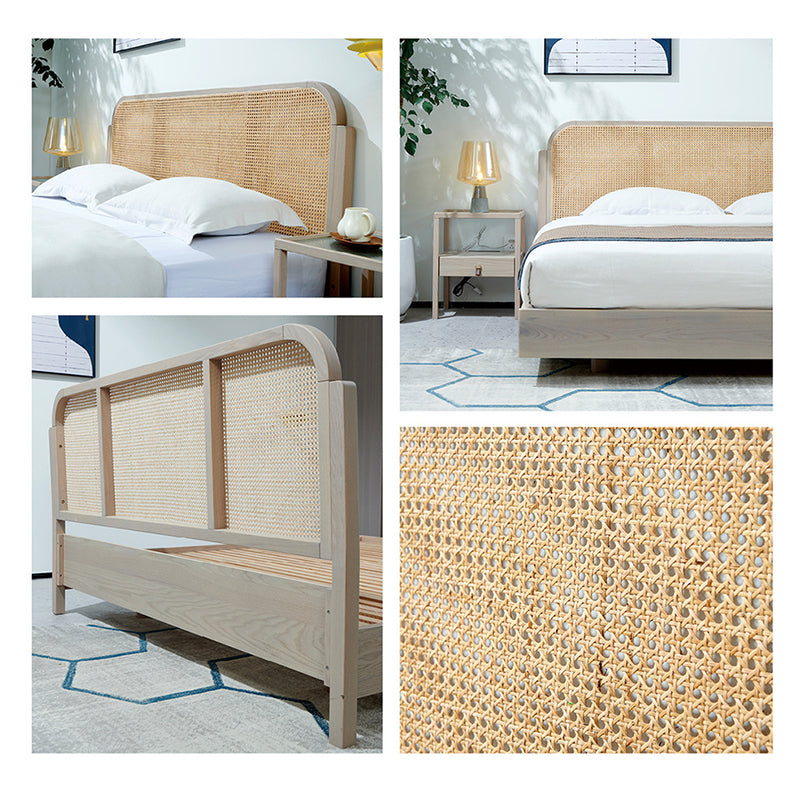 Rattan Bed in Light Brone Oak Tropical Rattan Style with Headboard
