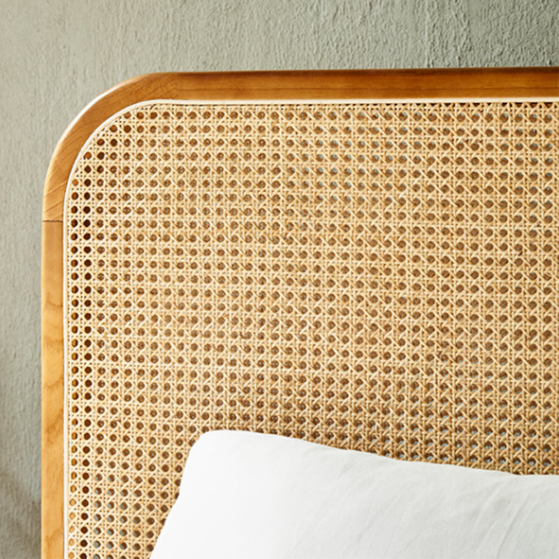 Tropical Rattan Style Bed in Brown with Headboard and Footboard