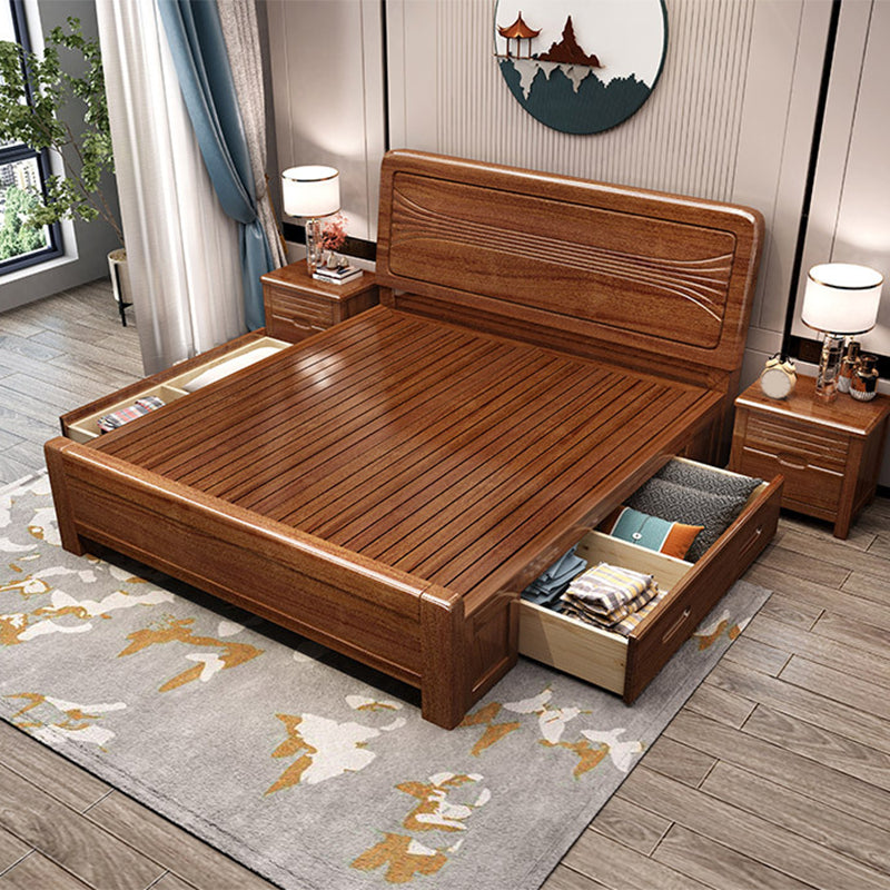 Walnut Wood Bed 85.43" Long 43.30" High Bed with Low Profile