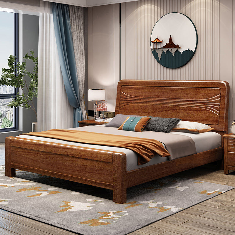 Walnut Wood Bed 85.43" Long 43.30" High Bed with Low Profile