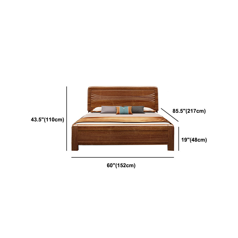 Walnut Wood Bed 85.43" Long 43.30" High Bed with Low Profile