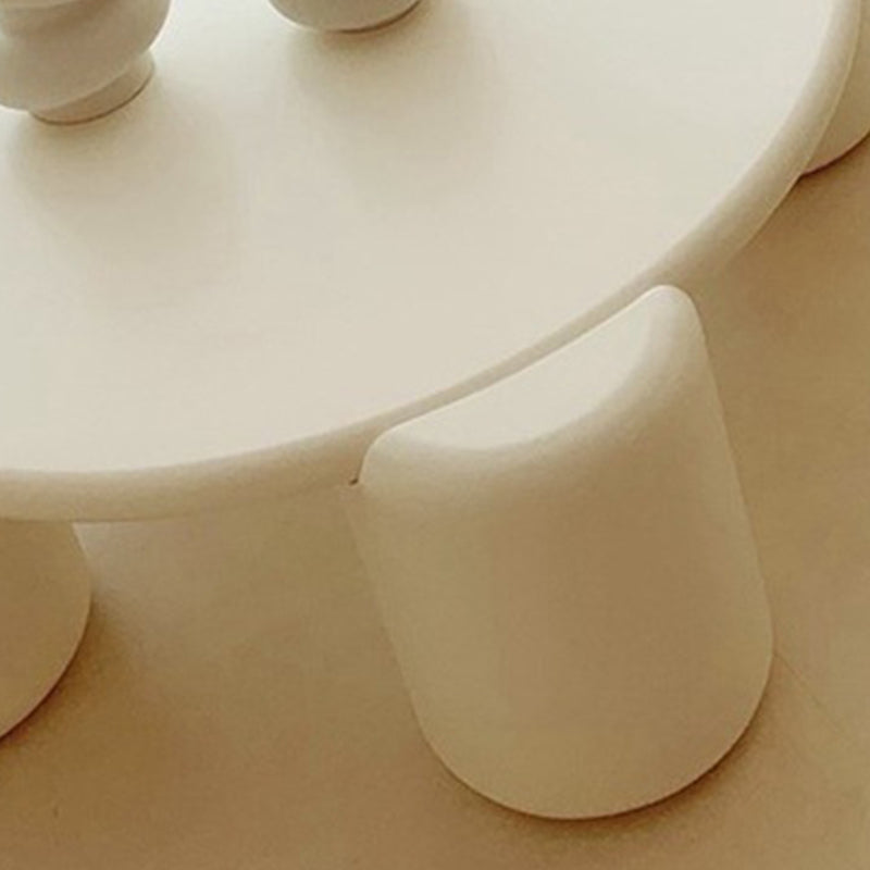 Scandinavian Round Wood Coffee Table with 4 Legs Coffee Table in White