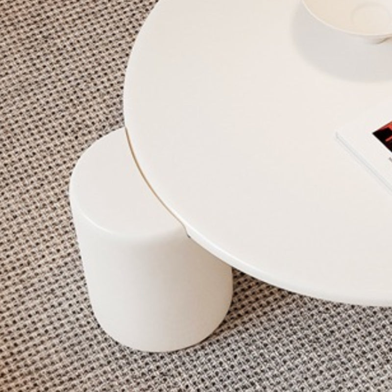 Scandinavian Round Wood Coffee Table with 4 Legs Coffee Table in White