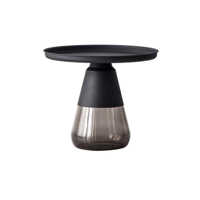 Mid-Century Modern Pedestal Tray Top Round Single Coffee Table